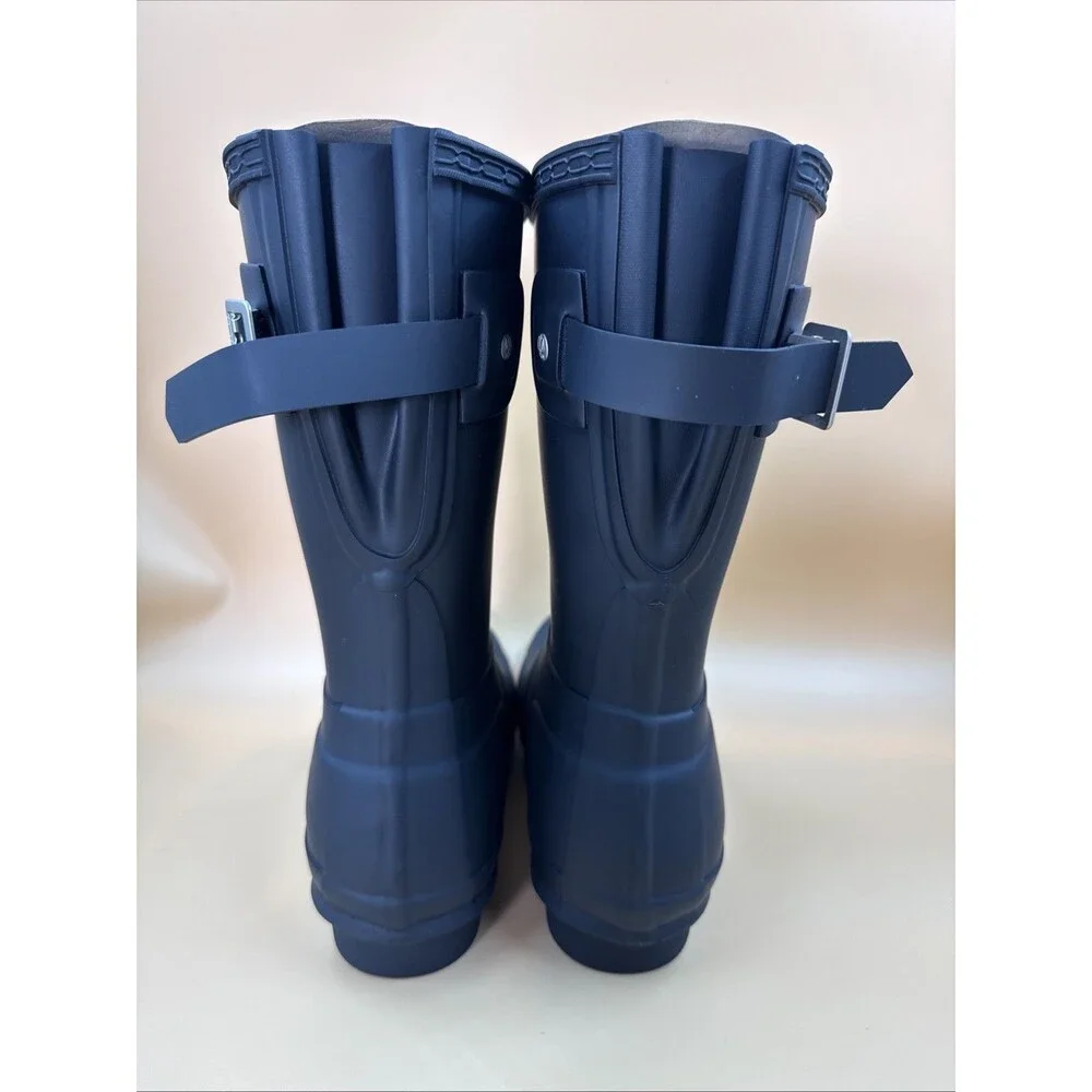New Hunter Women's Navy Blue Original Short Back Adjustable Rain Boots Size 6